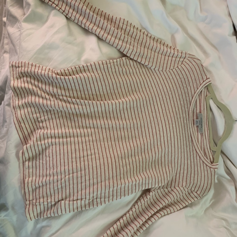 All Saints Striped Long Sleeve T Shirt